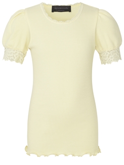 Rosemunde Organic t-shirt regular w/ lace - Pale yellow